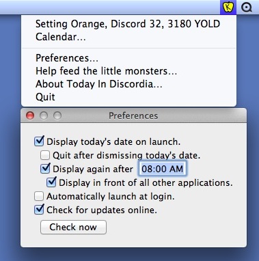 Today In Discordia 1.0 : Main window