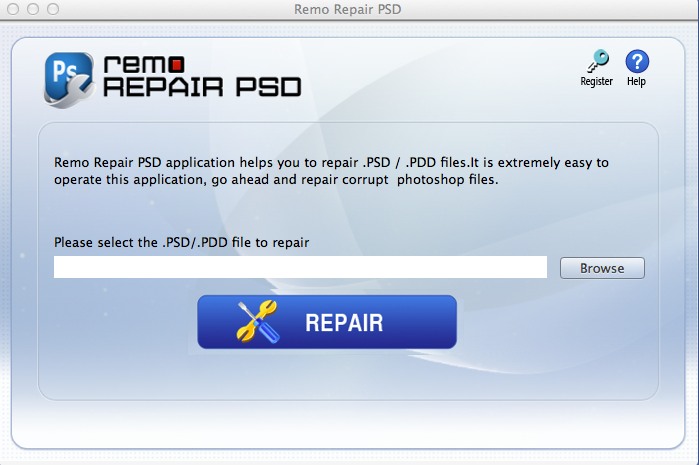 Remo Repair PSD 1.0 : Main window