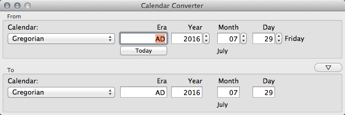 Calendar Converter 2.1 : Main Window