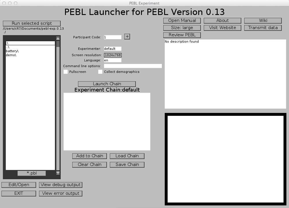 pebl 0.1 : Main Window