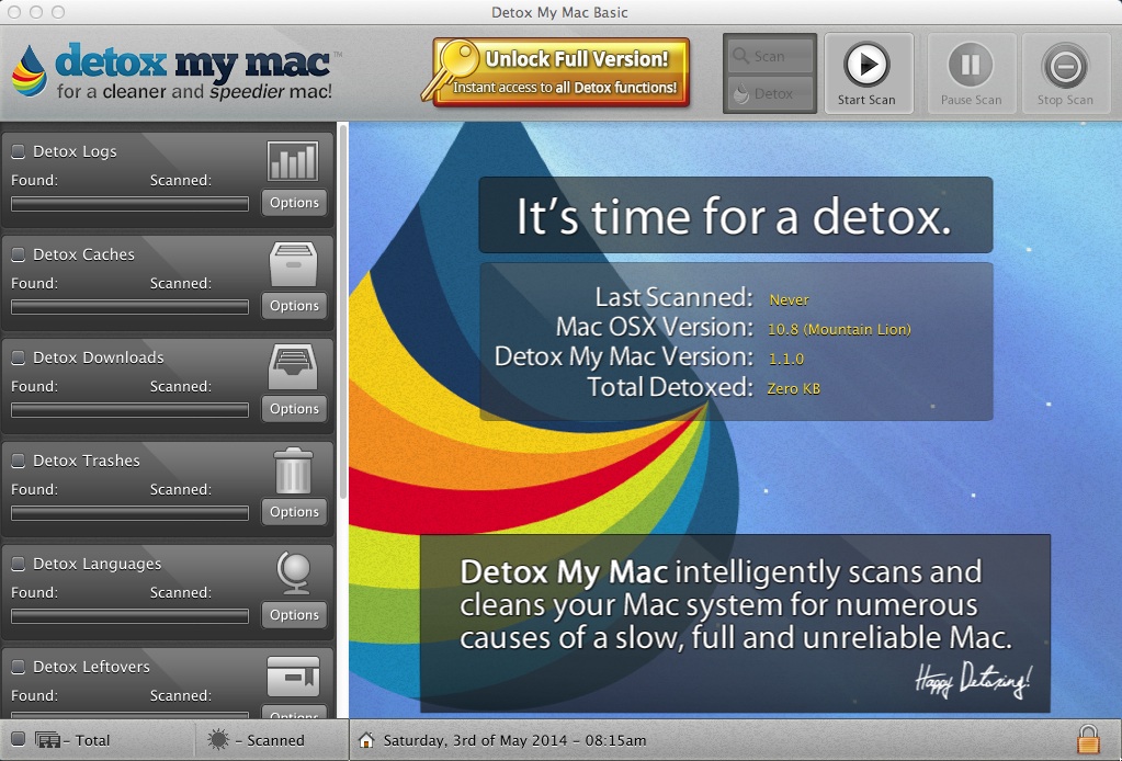 Detox My Mac 1.1 : Main window