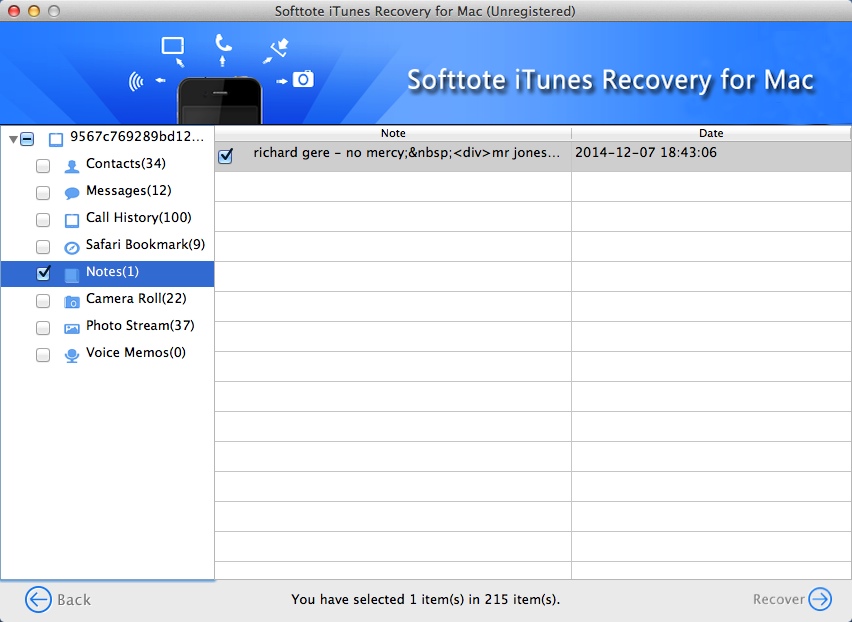 Softtote iTunes Recovery for Mac 1.0 : Preview Scan Results