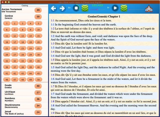 Holy Bible Audio Book in French and English 1.3 : Main Window