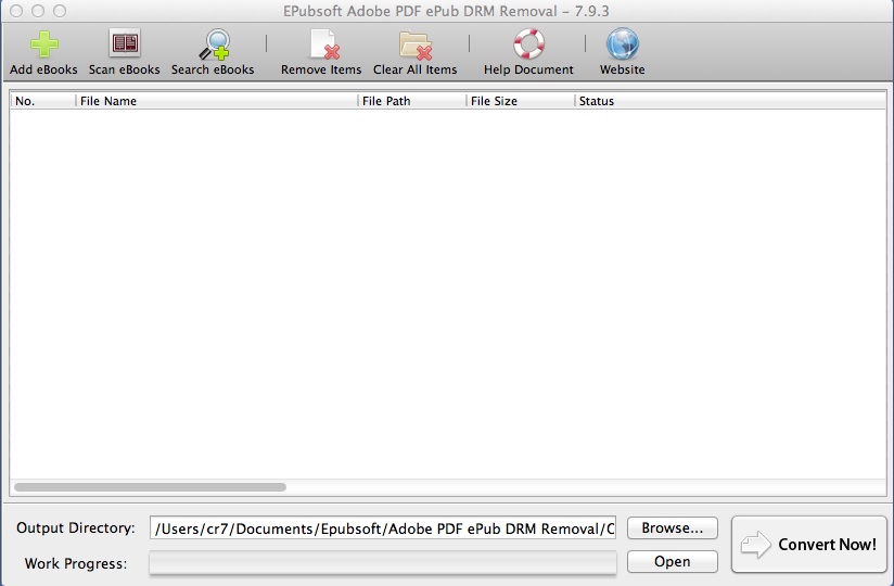 EPubsoft Adobe PDF ePub DRM Removal 7.9 : Main window
