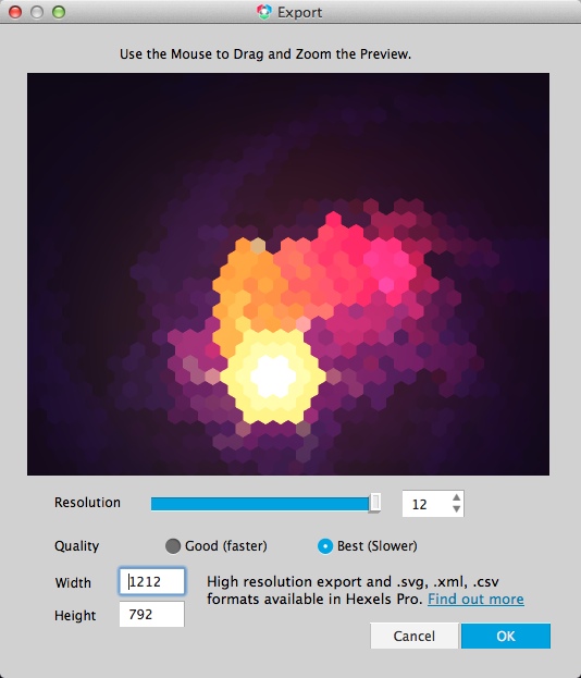 Hexels 1.2 : Configuring Output Settings
