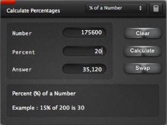 Calculate Percentages 1.0 : Main window