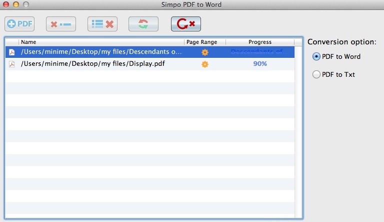 Simpo PDF to Word 1.6 : Converting Files