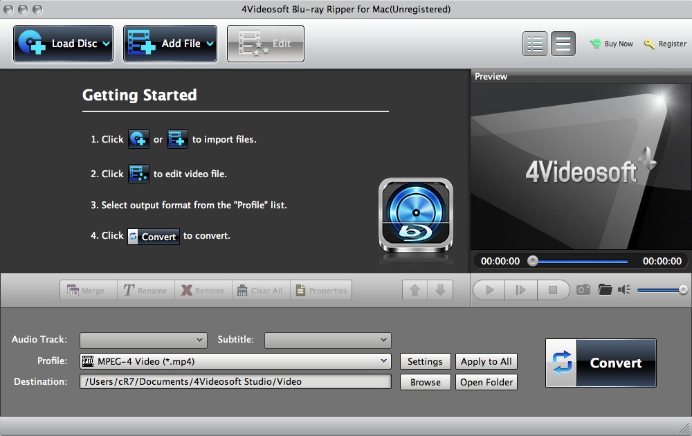 4Videosoft Blu-ray Ripper for Mac 5.3 : Main window