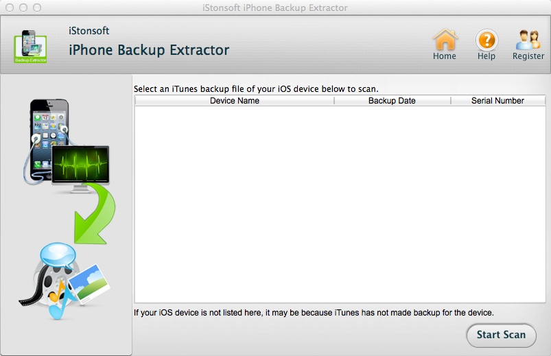 iStonsoft iPhone Backup Extractor 2.1 : Main window