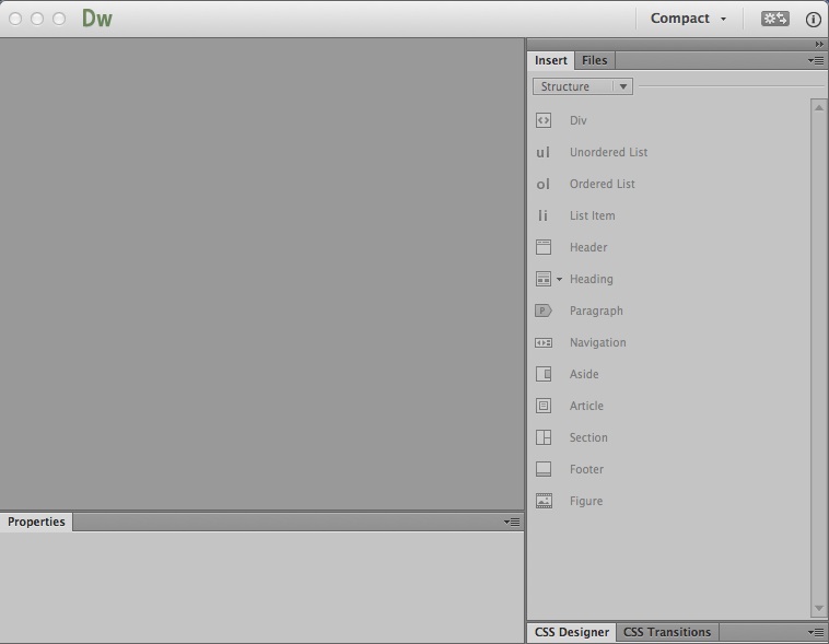 Adobe Dreamweaver CC 13.2 : Main Window