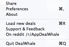App Deal Whale 1.0 : Main Menu
