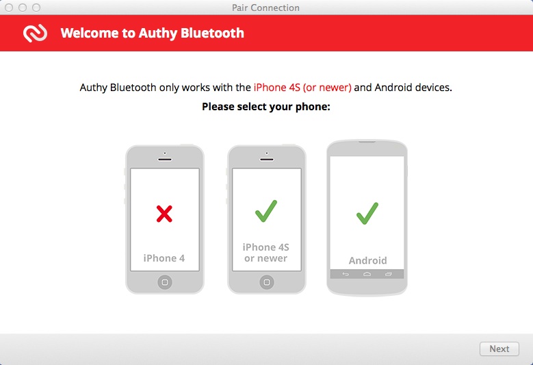 Authy Bluetooth 1.3 : Main window
