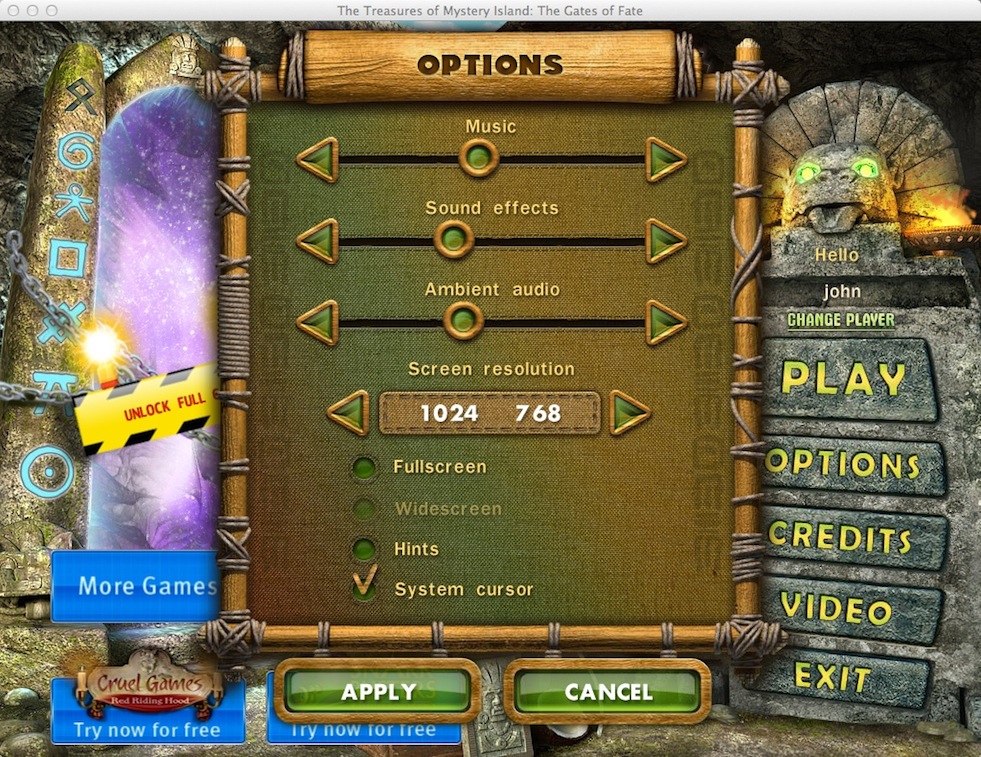 The Treasures of Mystery Island 2. The Gates of Fate 1.1 : Game Options