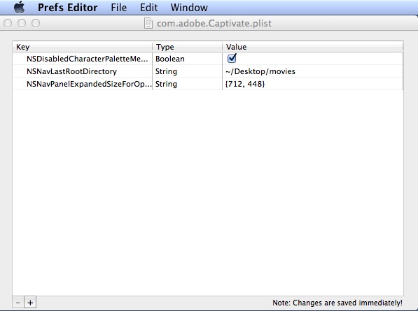 Prefs Editor 1.1 : Main window