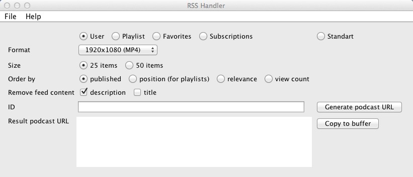 RSS Handler 3.0 : Main Window