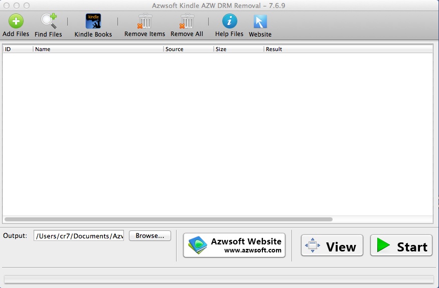 AzwSoft Kindle AZW DRM Removal 7.6 : Main window