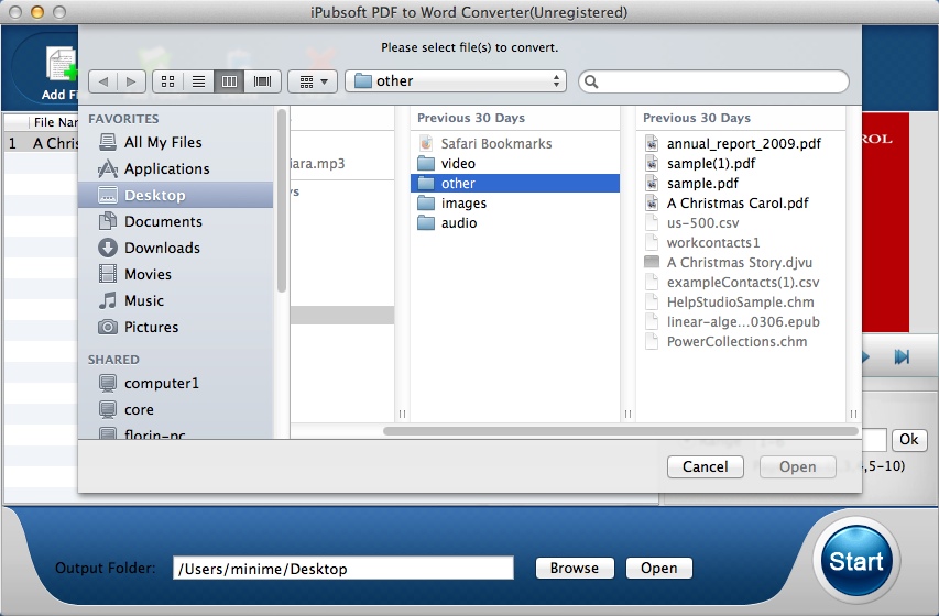 iPubsoft PDF to Word Converter 2.1 : Selecting Input File