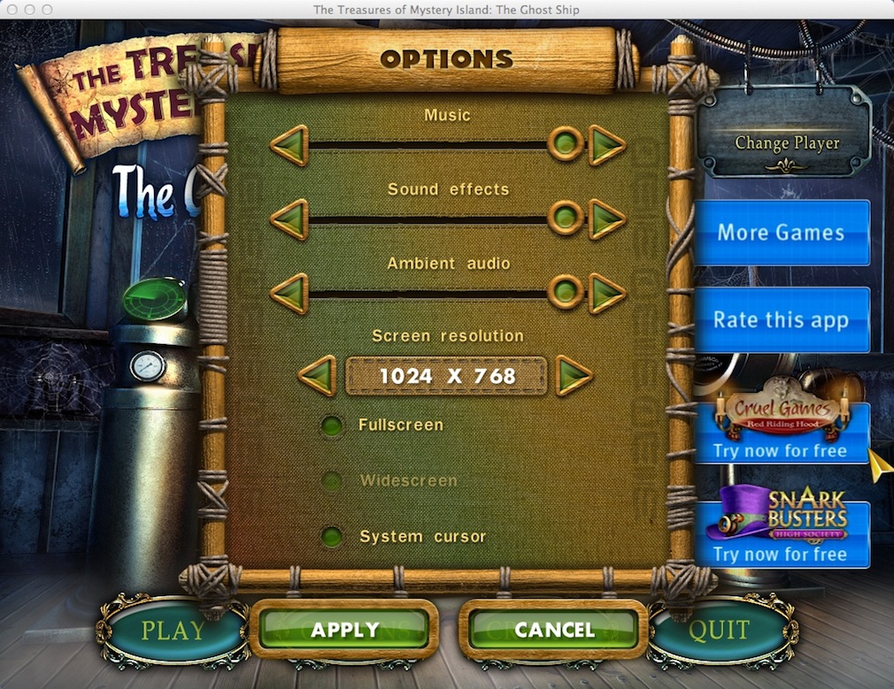 The Treasures of Mystery Island 3. The Ghost Ship 1.1 : Game Options