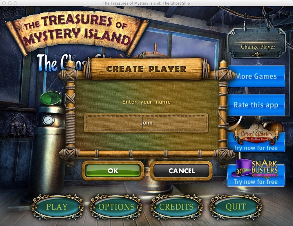 The Treasures of Mystery Island 3. The Ghost Ship 1.1 : Creating New Player