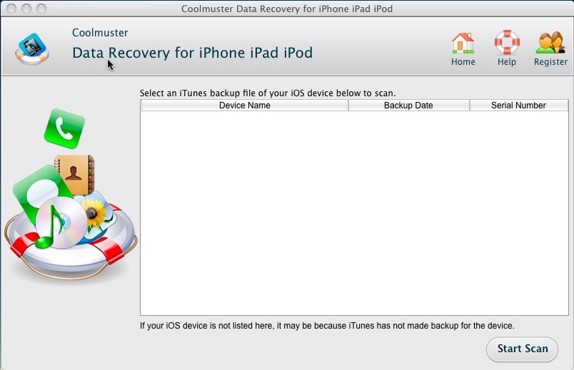 Coolmuster Data Recovery for iPhone iPad iPod 2.1 : Main window