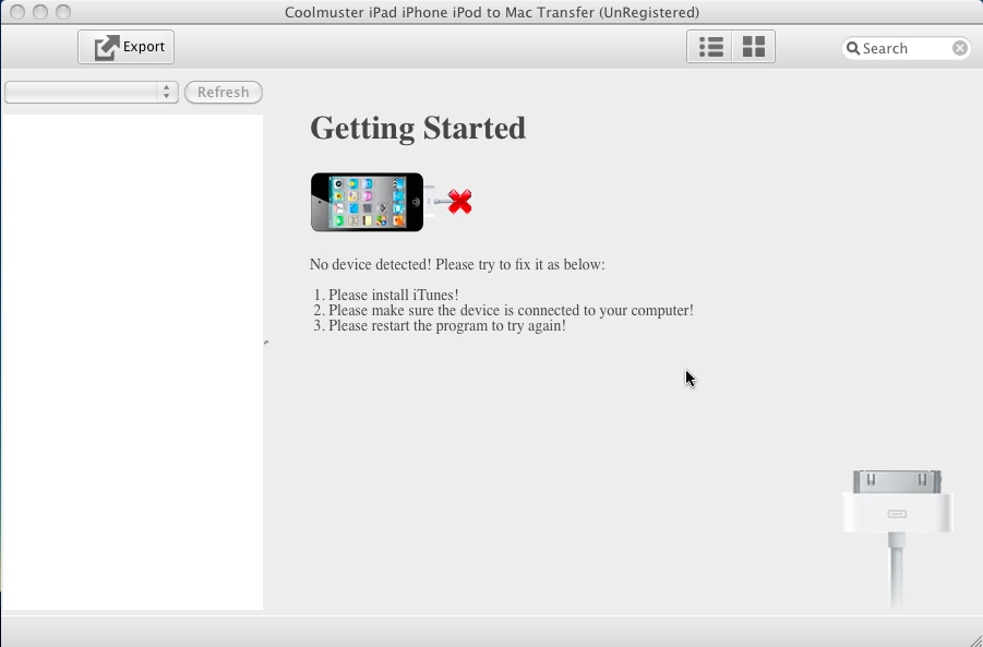 Coolmuster iPad iPhone iPod to Mac Transfer 2.1 : Main window