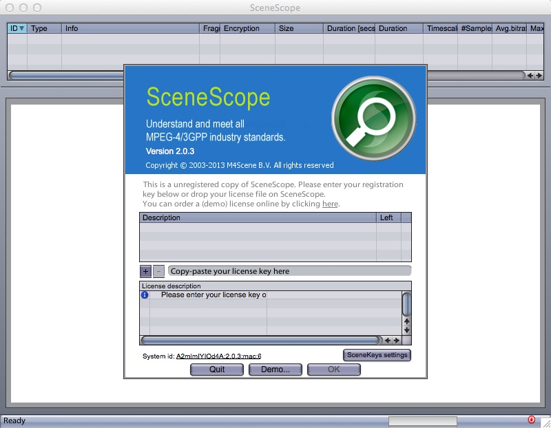 SceneScope 2.0 : Main window