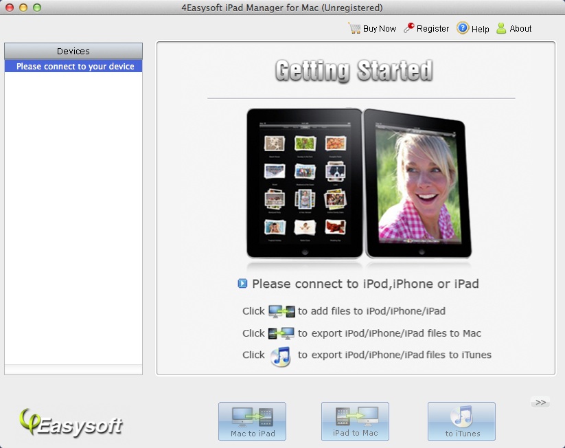 4Easysoft iPad Manager for Mac 1.0 : Main window