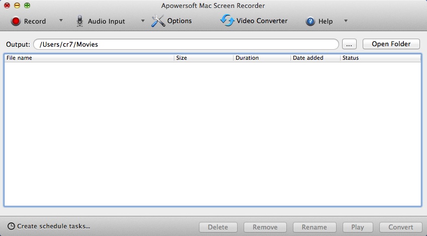 Apowersoft Mac Screen Recorder 2.0 : Main window