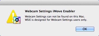Webcam Settings iMovie Enabler 1.0 : Main window
