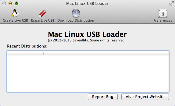 Mac Linux USB Loader 1.0 : Main window