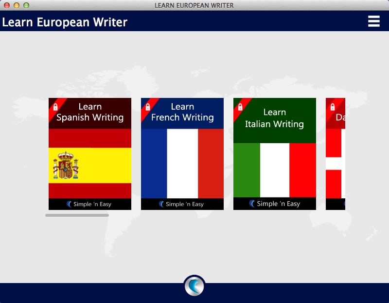Learn European Writer 1.5 : Main Menu