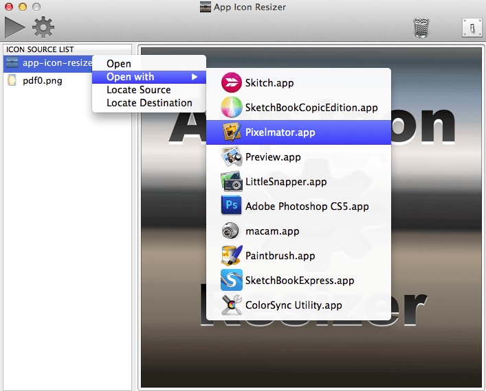 App Icon Resizer 1.4 : Main Window