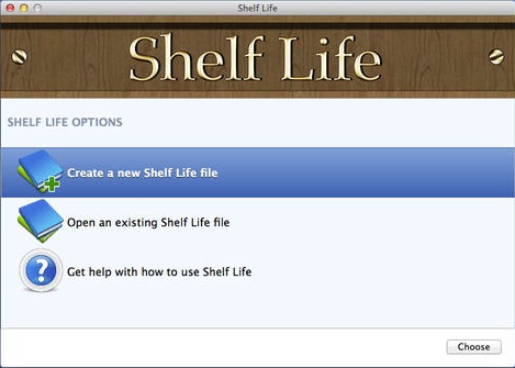 Shelf Life 1.0 : Main window