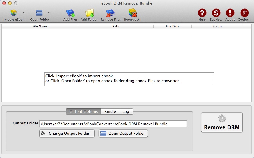 eBook DRM Removal 3.0 : Main window