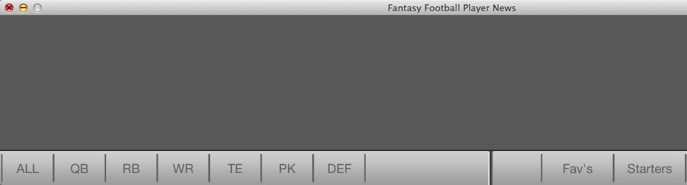 Fantasy Football Player News 1.0 : Main window