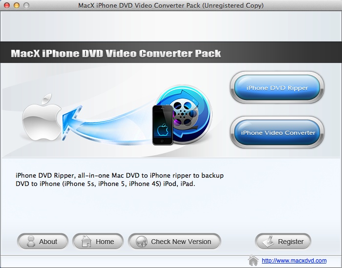 MacX iPhone DVD Video Converter Pack 4.1 : Main Window