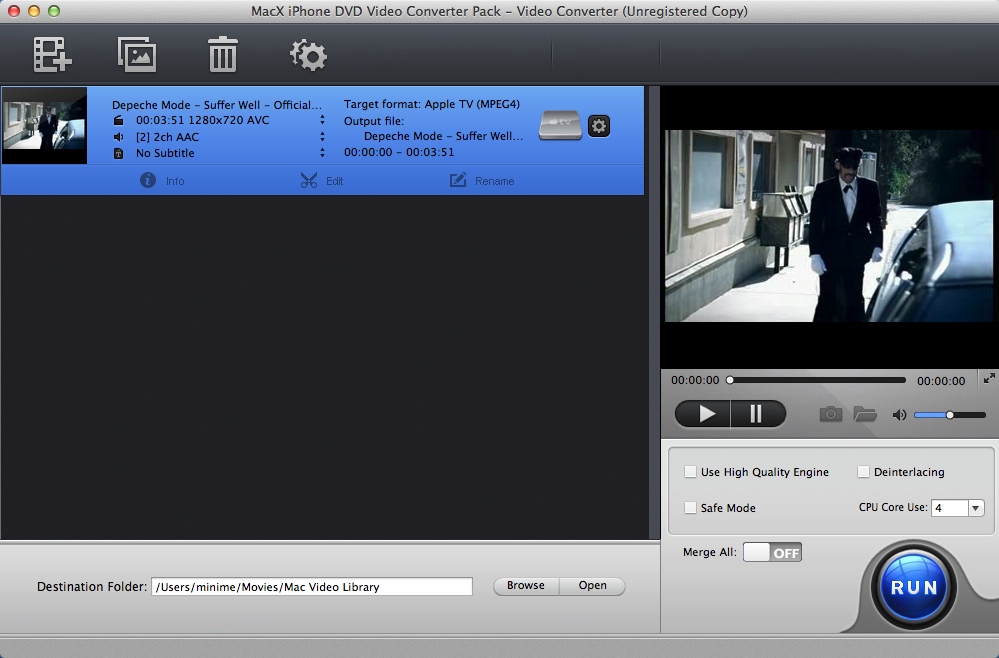 MacX iPhone DVD Video Converter Pack 4.1 : Video Converter Window