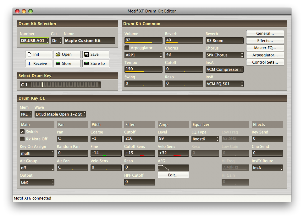MOX Drum Kit Editor 1.0 : Main window