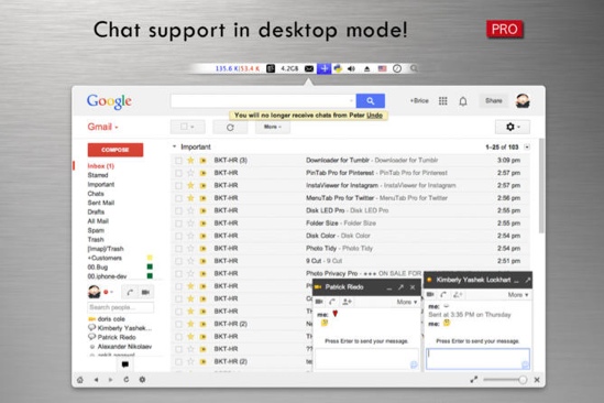 MenuTab Pro for Gmail 1.0 : Main window