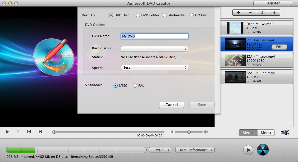 Aimersoft DVD Creator 3.9 : Configuring Output Settings