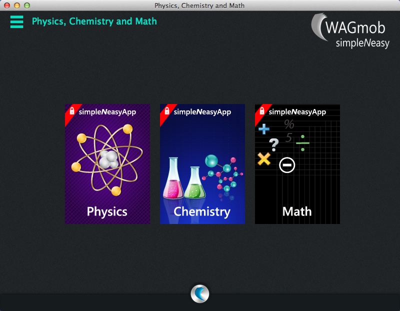 Physics, Chemistry and Math - A simpleNeasyApp by WAGmob 1.0 : Main Menu