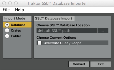 Traktor SSL Database Importer 1.0 : Main window