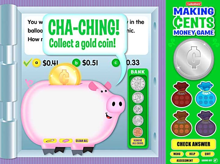 Making Cents Money Interactive Game 1.0 : Main window