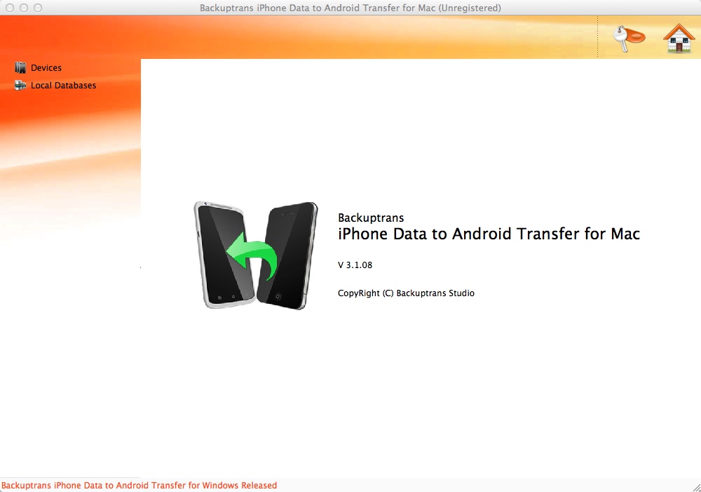 Backuptrans iPhone Data to Android Transfer 3.1 : Main window