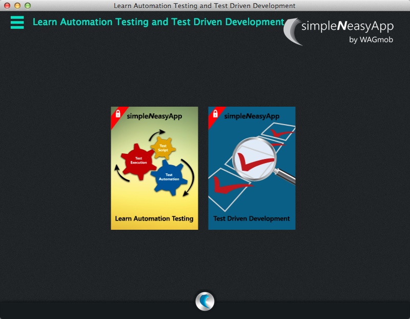 Learn Automation Testing and Test Driven Development - A simpleNeasyApp by WAGmob 1.0 : Main Window