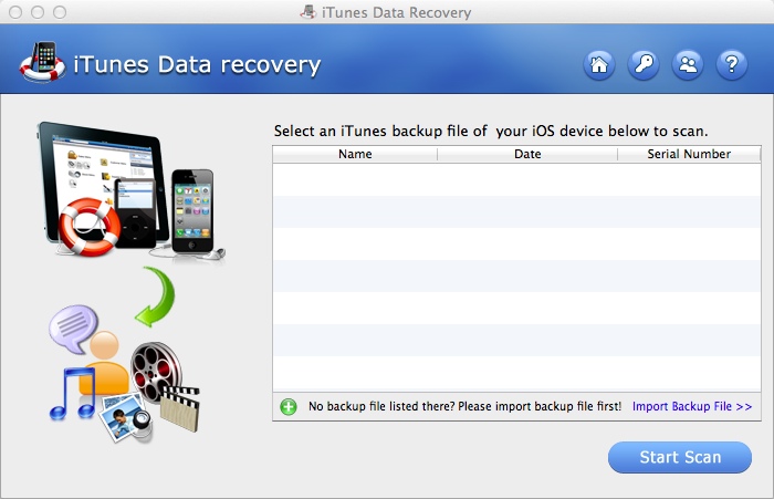 iTunes Data Recovery 4.1 : Main window