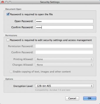 Configuring PDF Security Settings