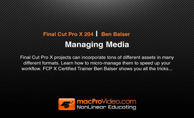 MPV's Final Cut Pro X 204 - Managing Media 1.0 : Main window
