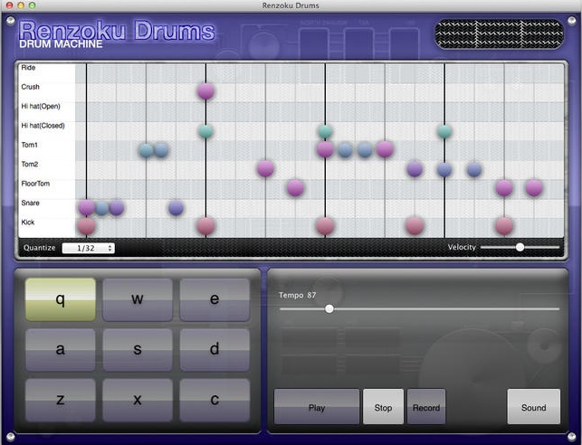 Renzoku Drums 1.0 : Main window