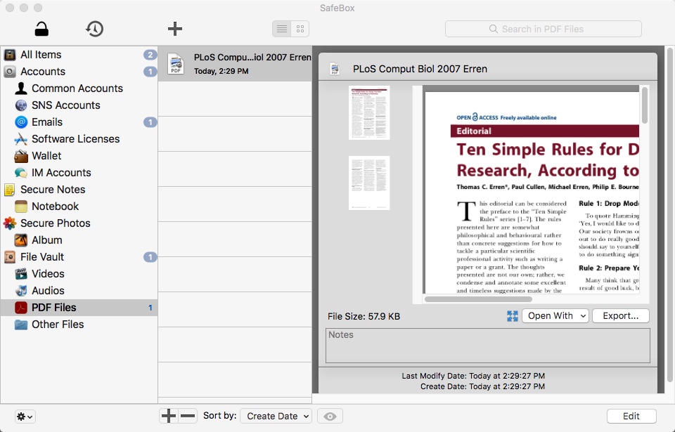 Super SafeBox 1.2 : Checking Stored PDF File